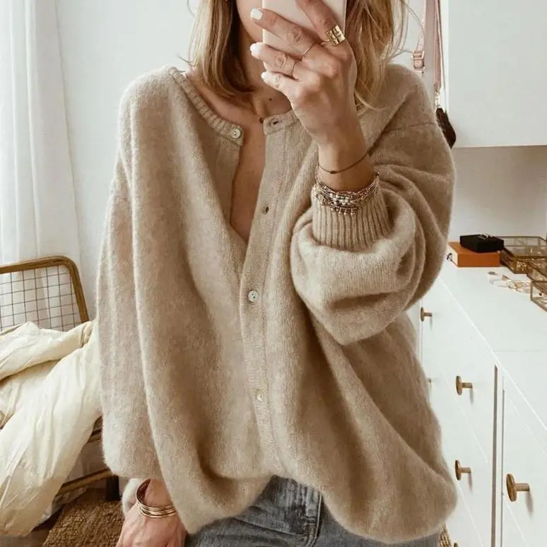 Paula | Lange Strickjacke Damen elegant weich vielseitig