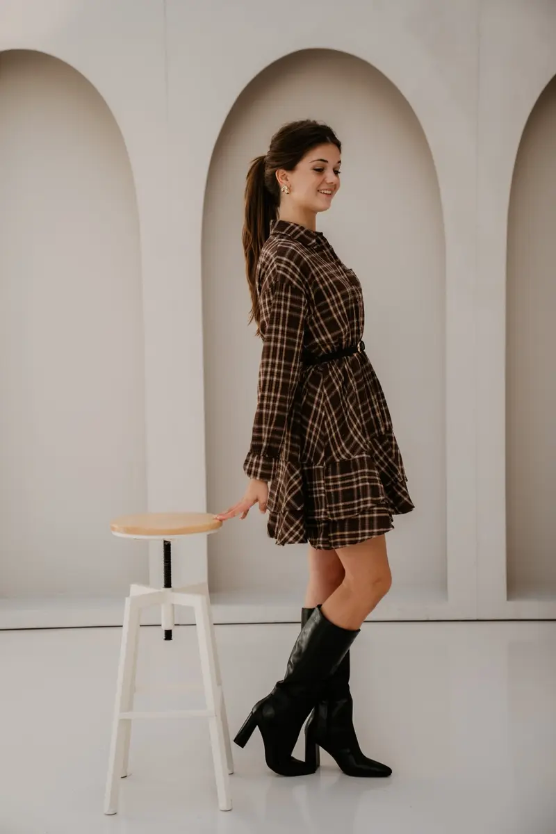 Pien dress check coffee