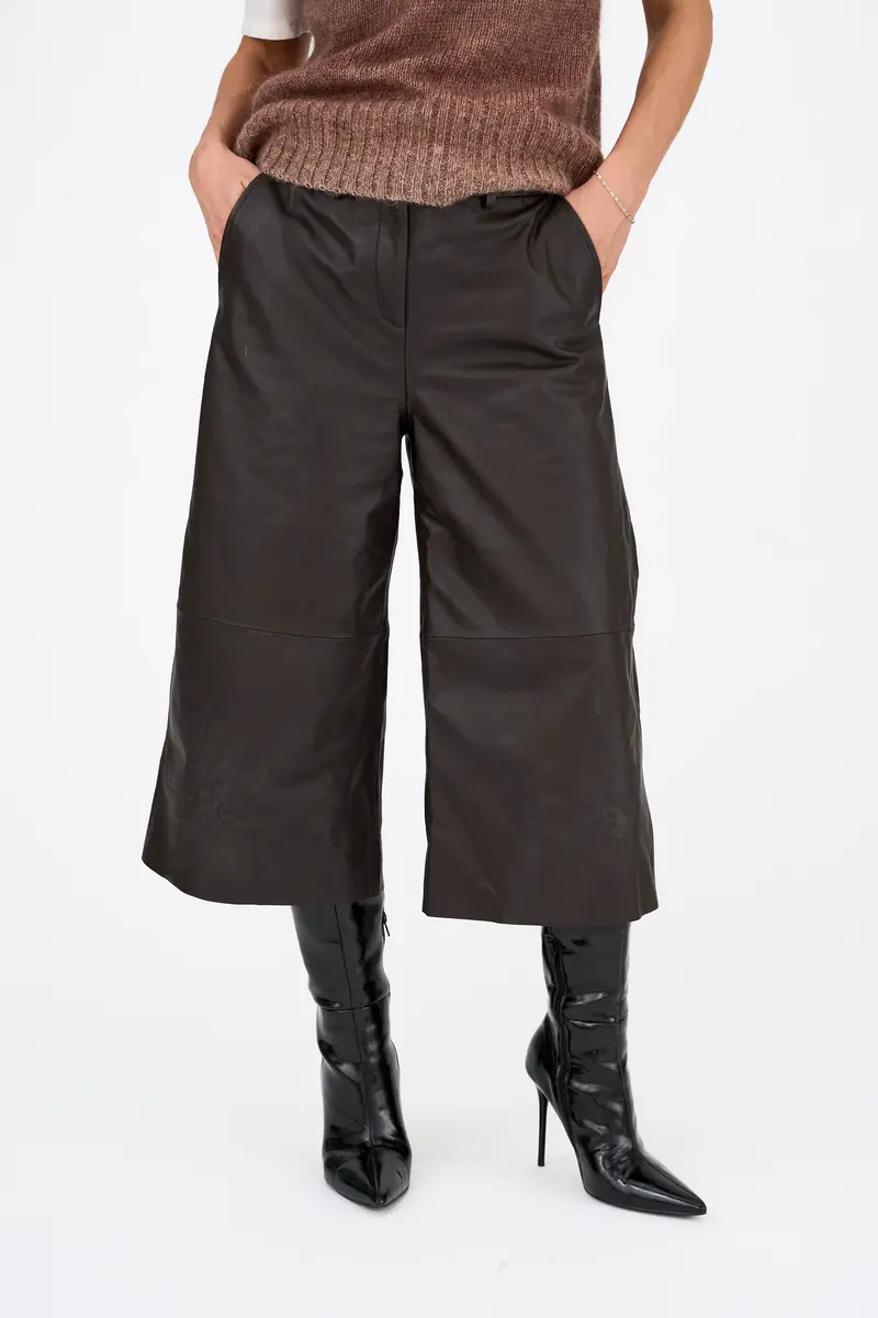 Pieszak Lanni leather culotte pants black coffee