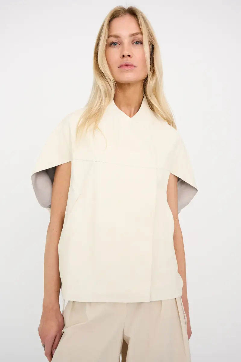 Pieszak Lanni leather oversize jacket white pearl