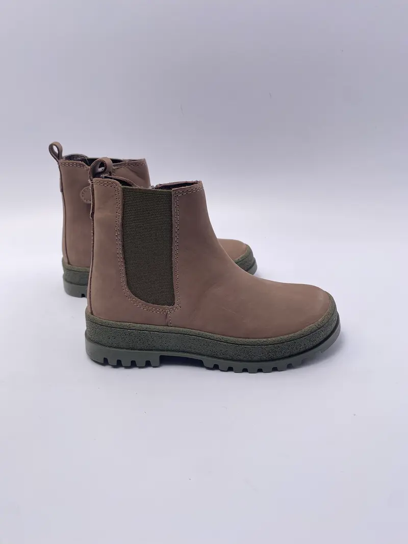 Pinocchio P1659 chelsea boots met rits khaki combi