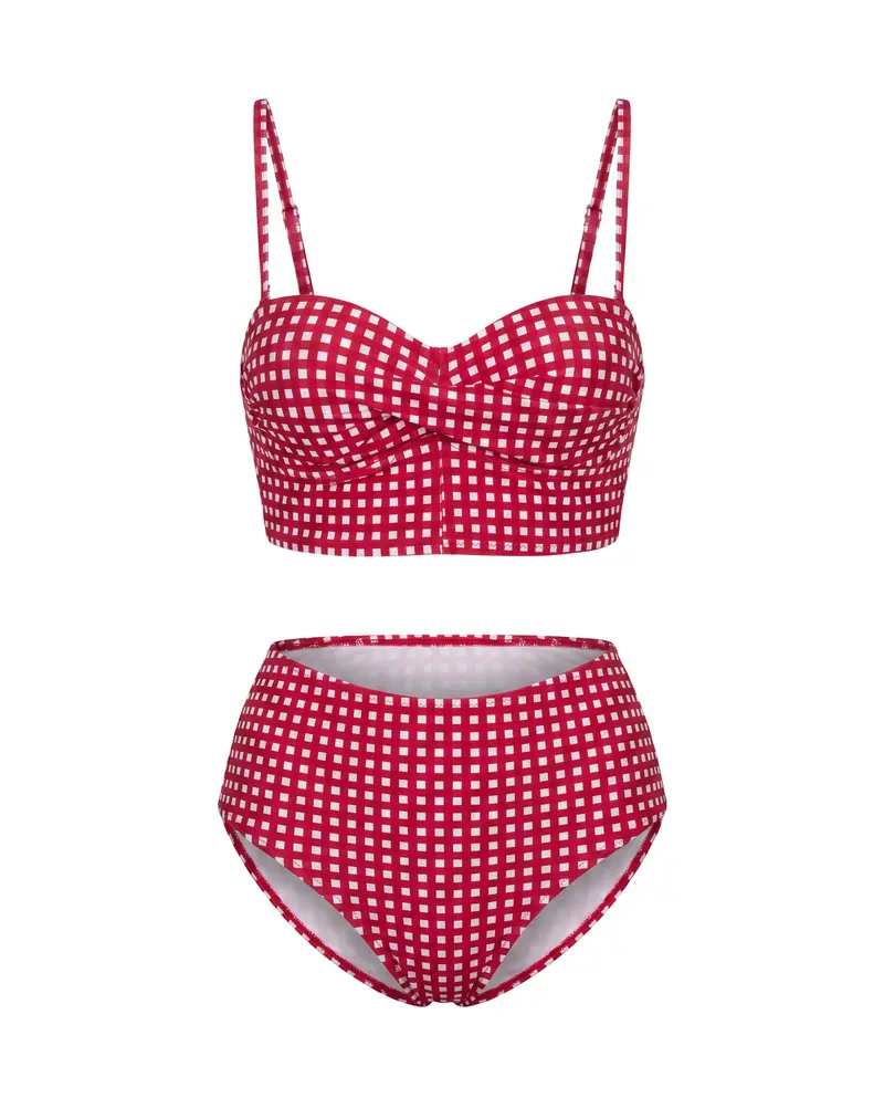 Plaid High Waist Bikini