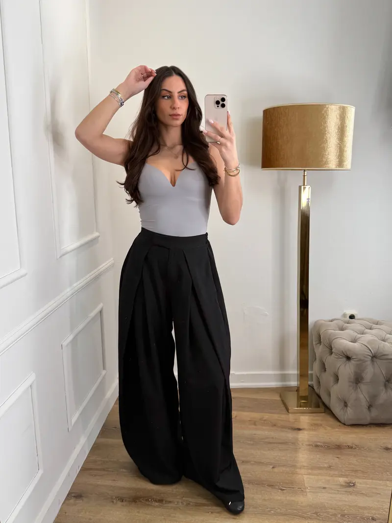 Plooien broek extra lang - zwart