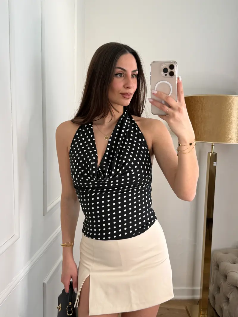 Polka dot top zwart