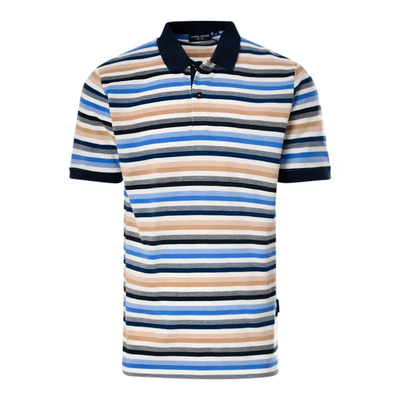 Poloshirt Bleu Camel Zwart Streep
