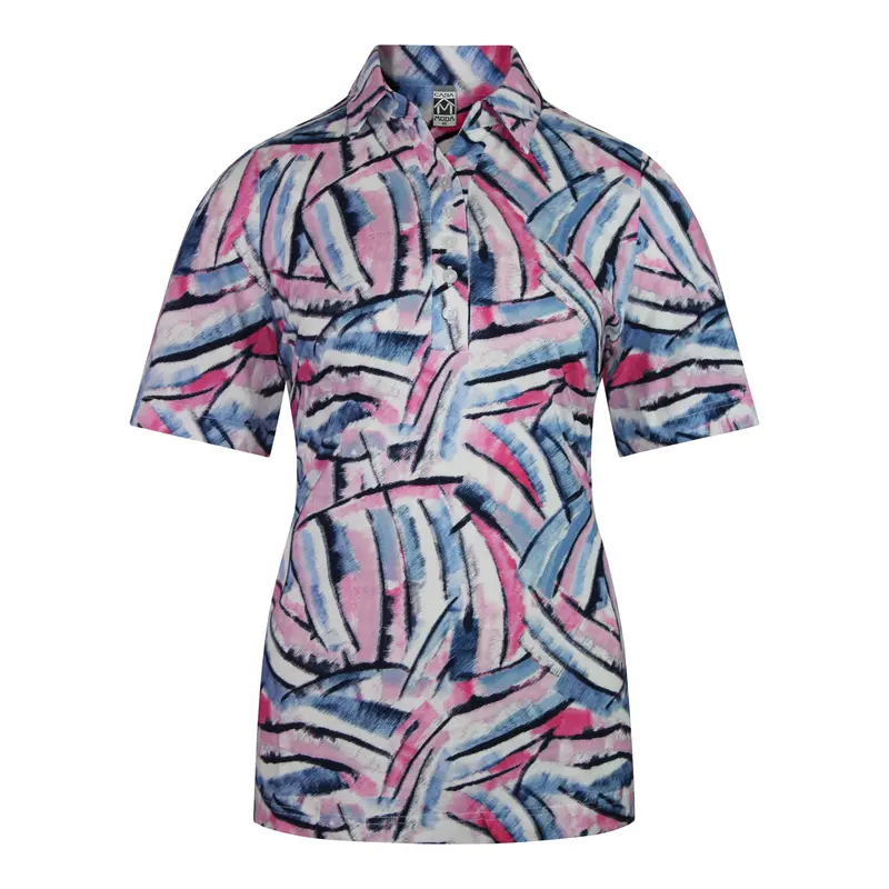 Poloshirt Fuchsia Marine Brushstroke Print