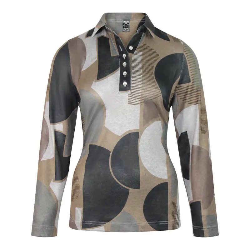 Poloshirt Grafische Cirkelprint Natuurtint