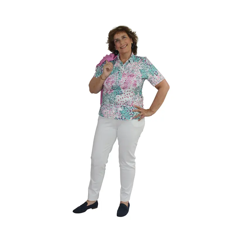 Poloshirt Groen Fuchsia Dierenprint