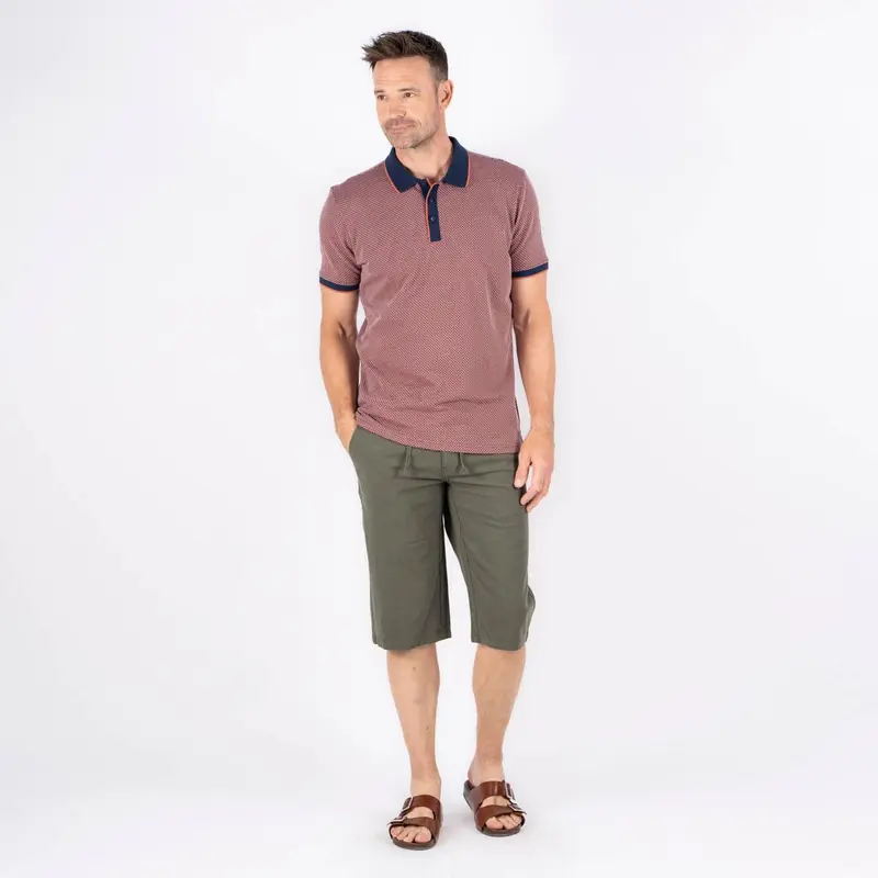Poloshirt Stuctuurprint Henna Red