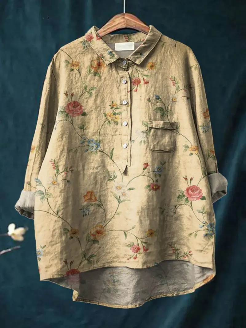 Poppy™ | Women's Vintage Floral Art Print Casual Shirt