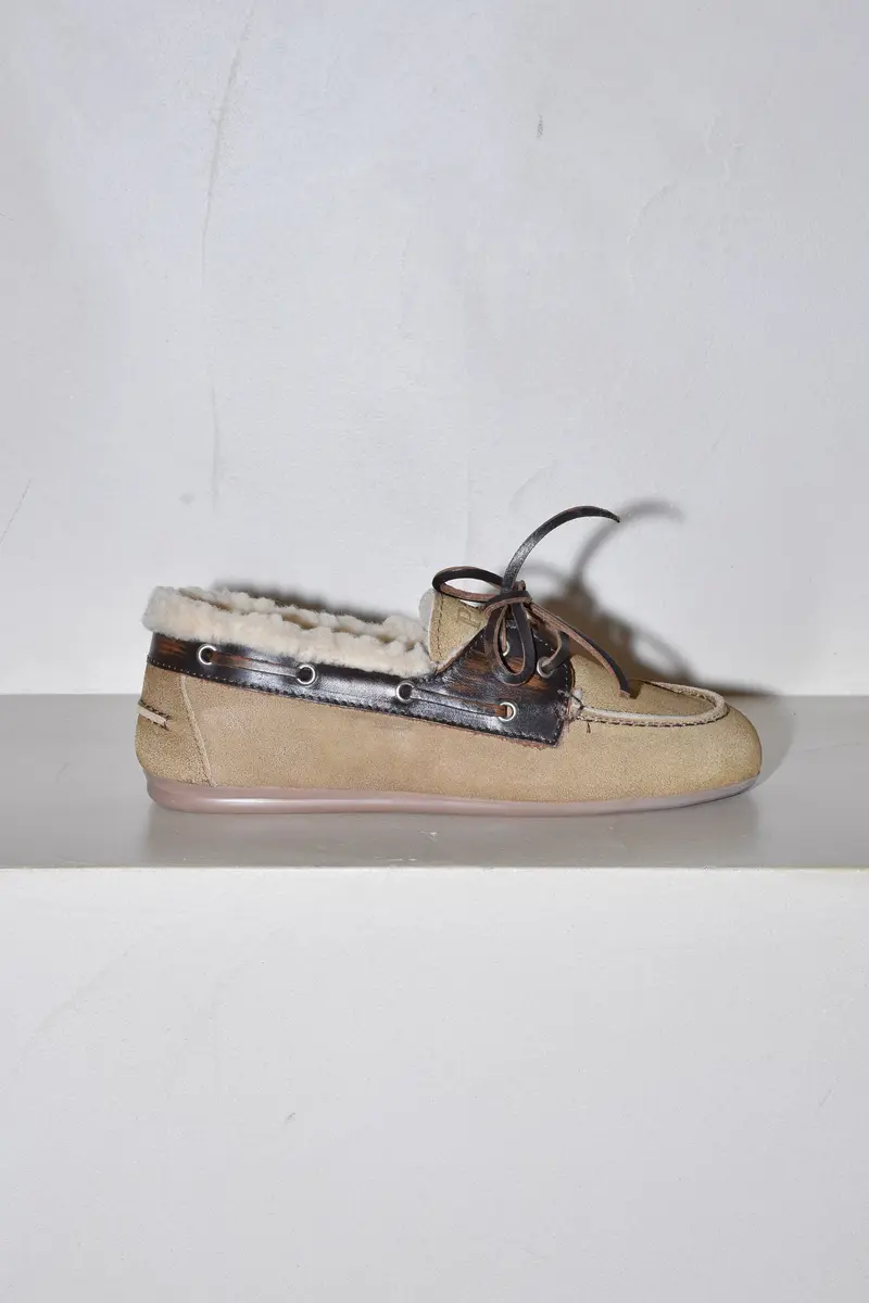 Posa - Loafers - Boat Loafer Brushed Fur Suede / Leather - Coffee / Caramelo