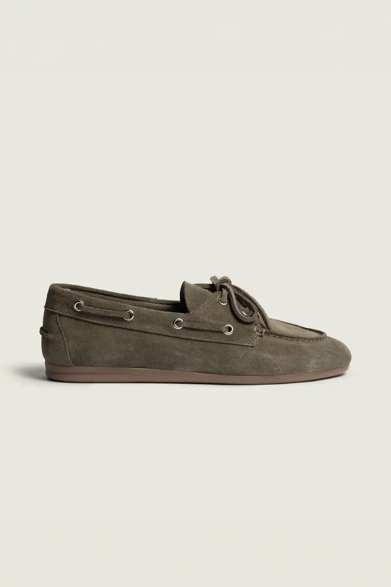 Posa - Loafers - Boat Loafer Brushed Suede - Khaki