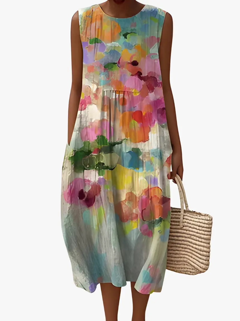 PRINTED MIDI DRESS FOR WOMEN