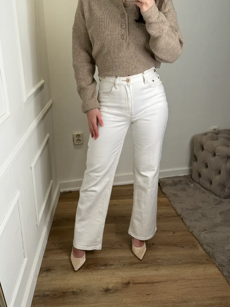 Queen hearts wide leg jeans - wit