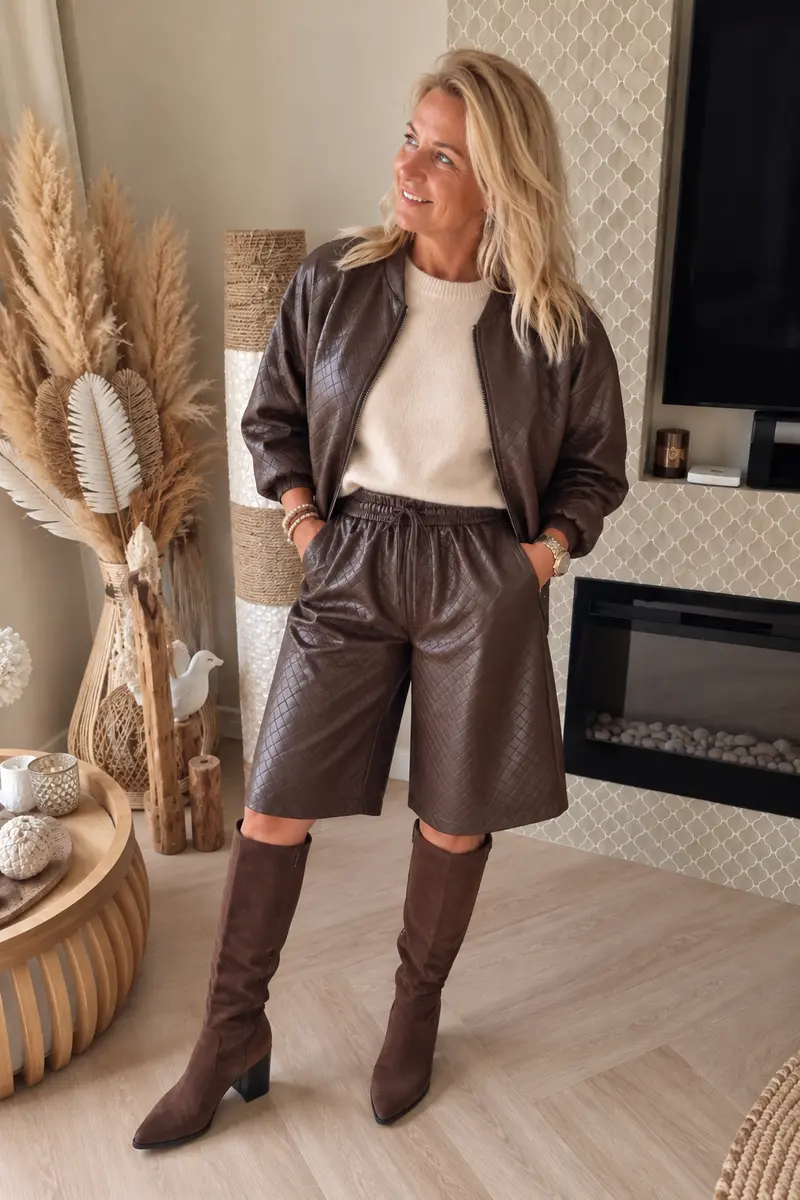 Quilted Leatherlook Bermuda – Chocolate Brown 🤎