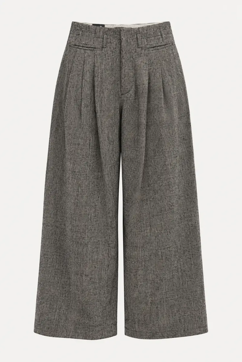 R13 - Broek - Triple Pleat Pant - Black White Mini Check