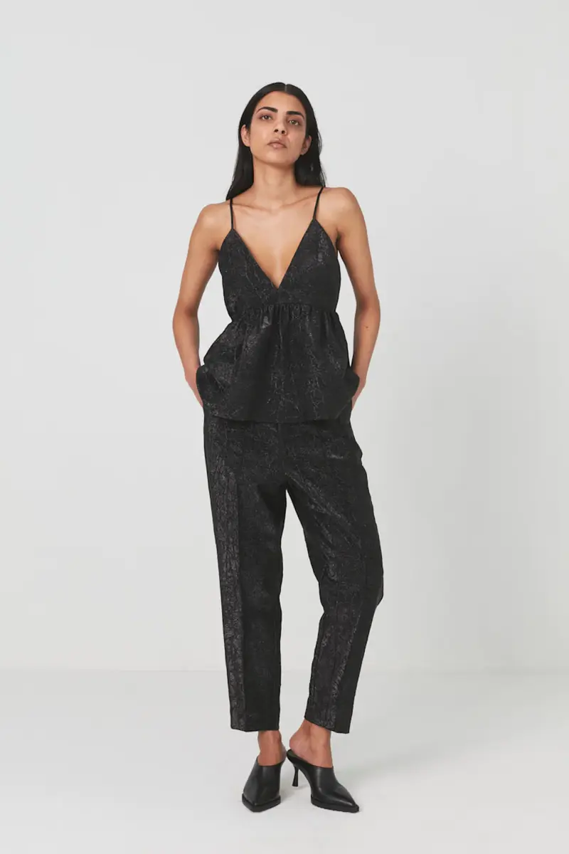 Rabens Saloner bello glimmer straight fit pant black