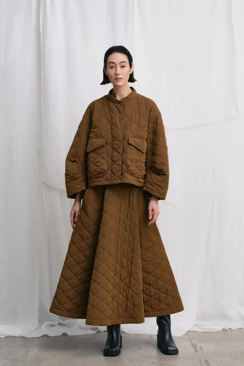 Rabens Saloner bisharo tech quilt full skirt Chestnut