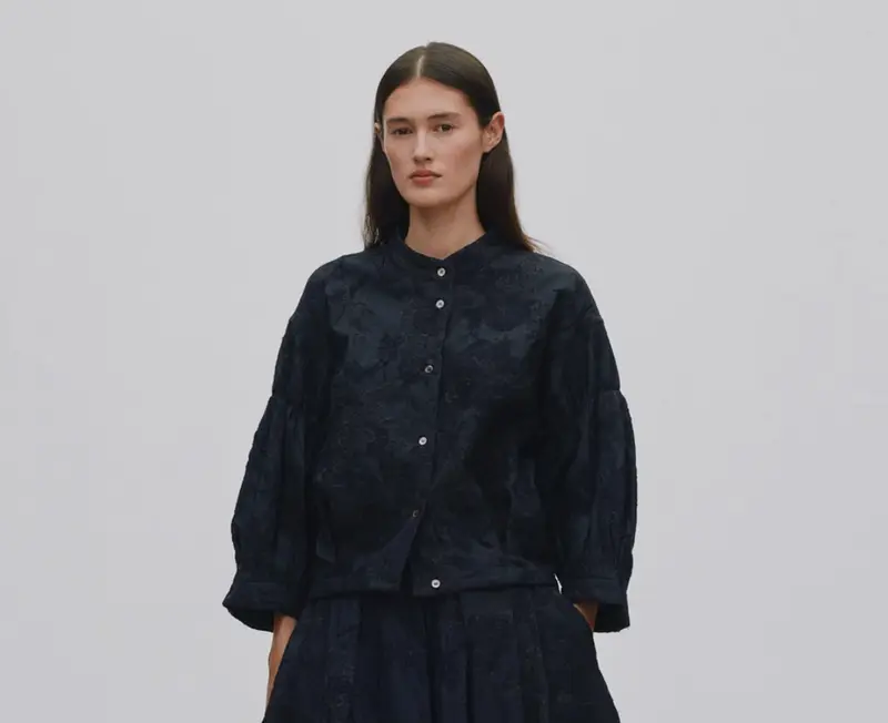 Rabens Saloner Candie clipped jacquard shirt jacket pirate black