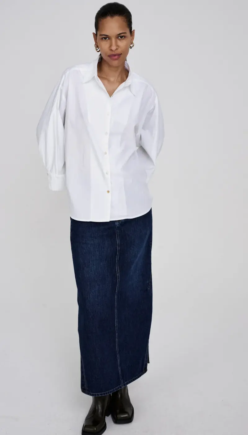 Rabens Saloner Chloe poplin full shirt white