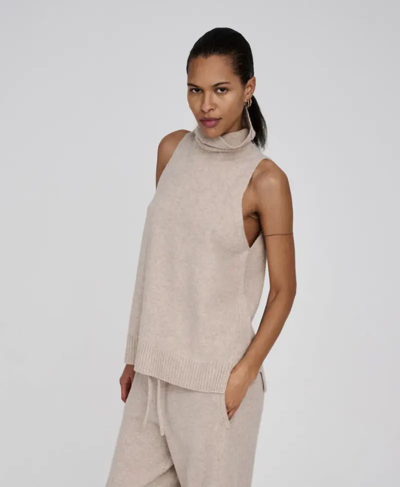 Rabens Saloner Diare pure funnel halter top oatmeal