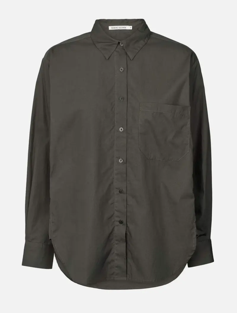 Rabens Saloner djana poplin side gather shirt faded black