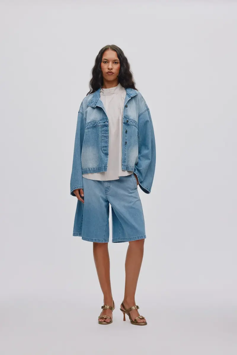 Rabens Saloner Donela denim jackegt light washed denim