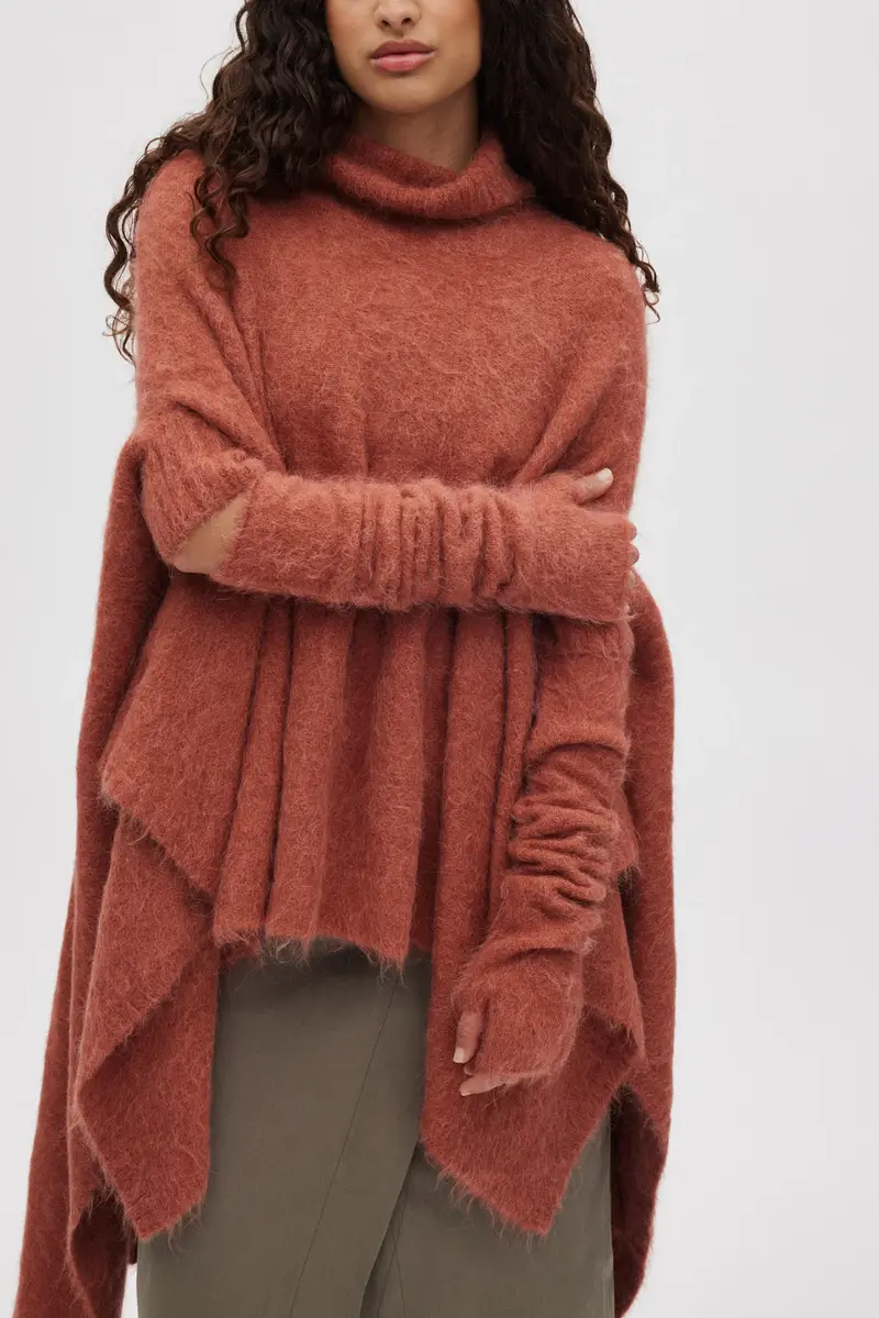 Rabens Saloner fluffy knit sleeves lorisa redwood