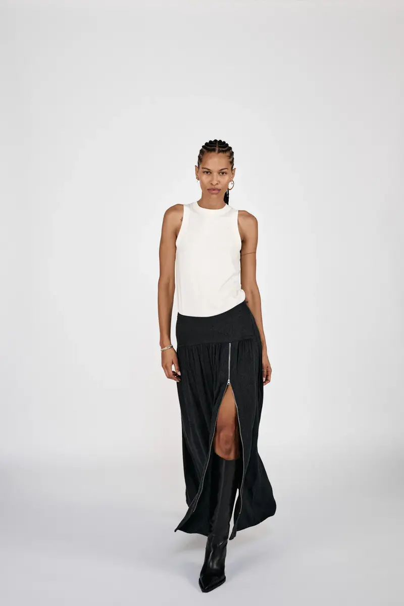 Rabens Saloner gusta cluster jacquard zip skirt black