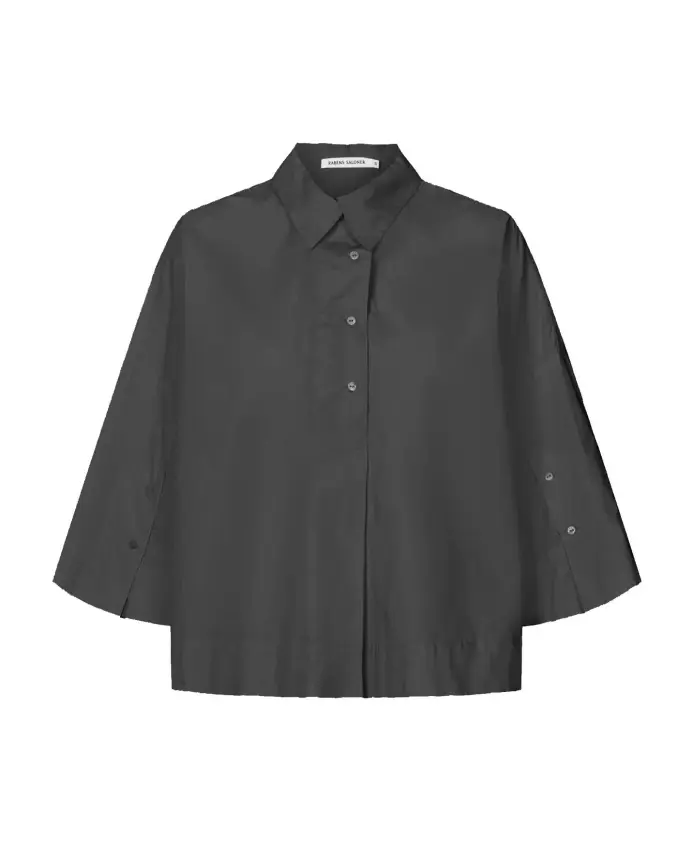 Rabens Saloner louisanna poplin cropped shirt pirate black