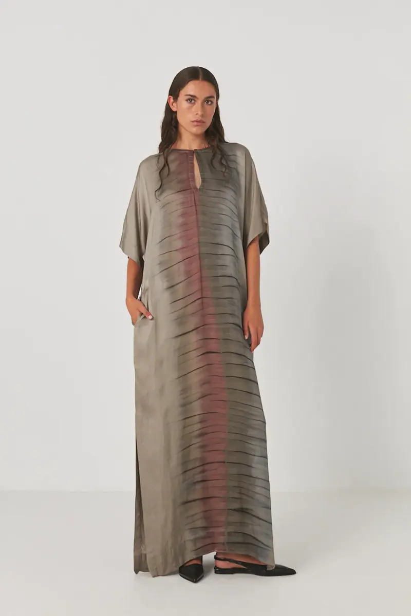 Rabens Saloner maha  macaw colomn dress grey combo