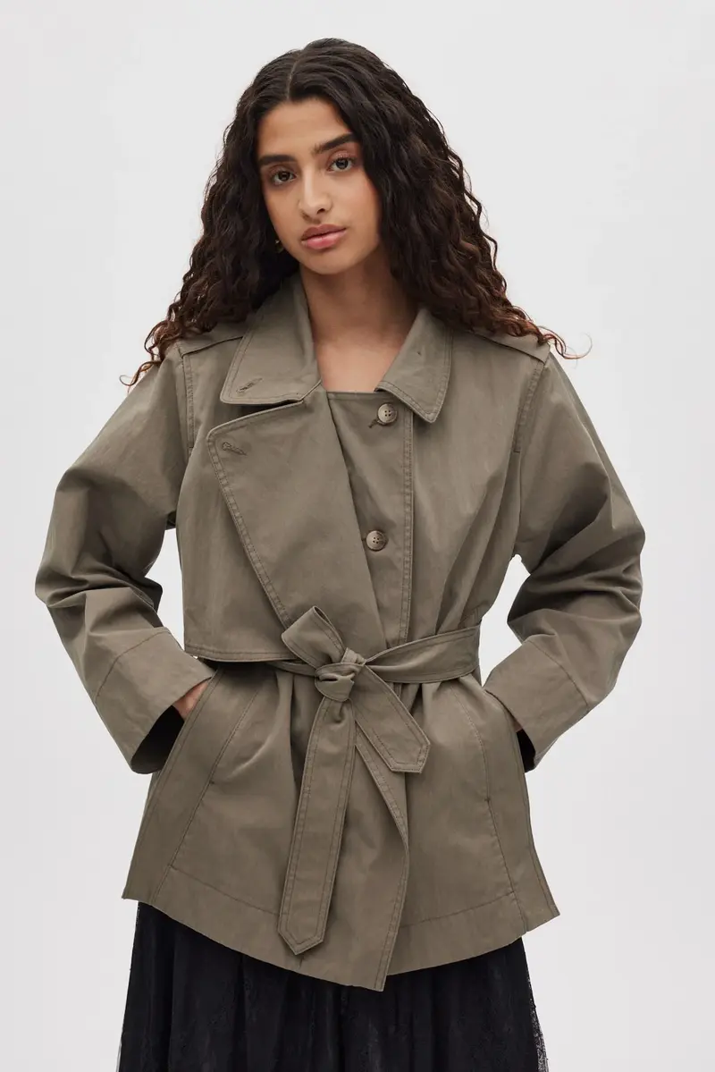 Rabens Saloner nadira utility cropped trench jacket asphalt