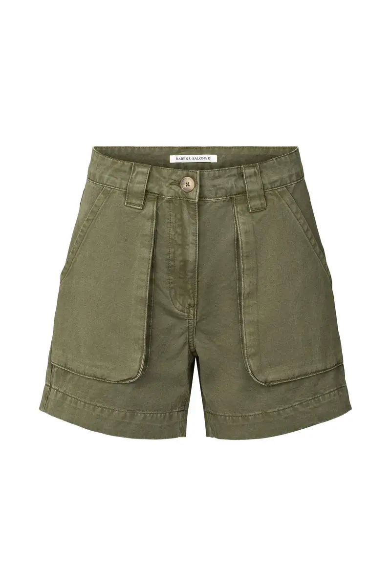 Rabens Saloner Nata light canvas short deep green