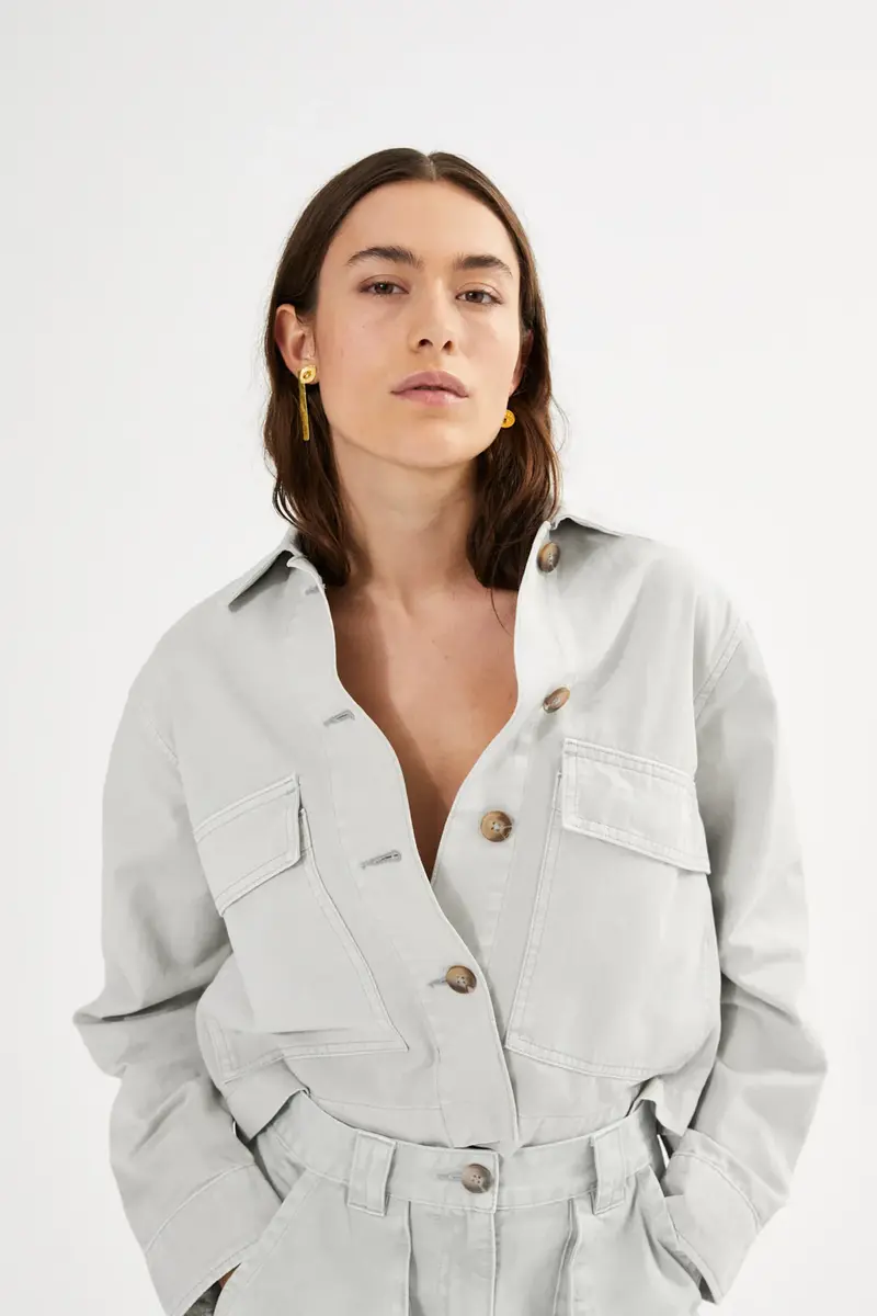 Rabens Saloner neva canvas light short jacket grey cloud