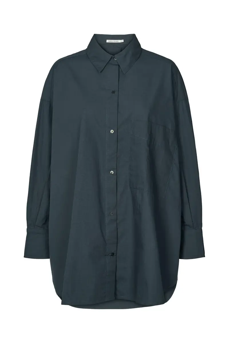 Rabens Saloner noah poplin oversized shirt dark navy