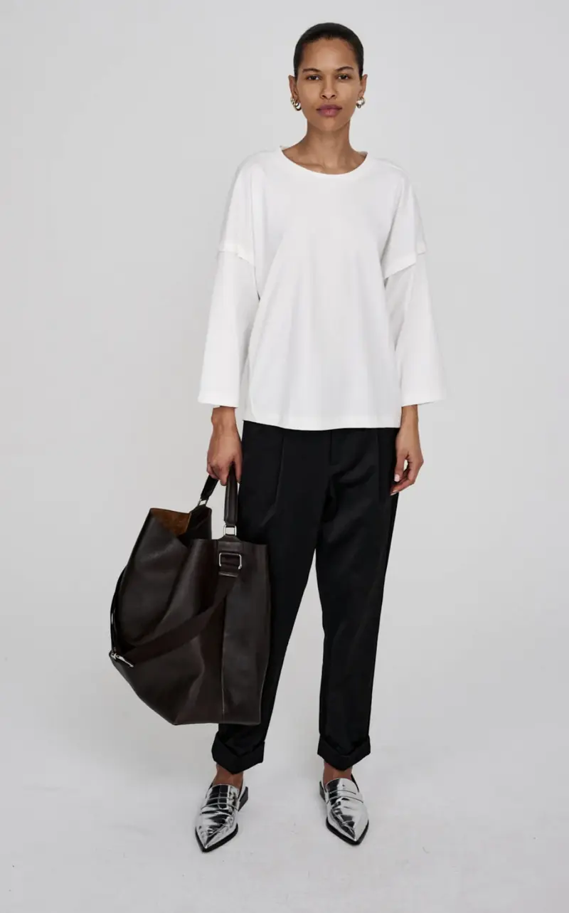Rabens Saloner Raina cotton fusion pleat pants pirate black