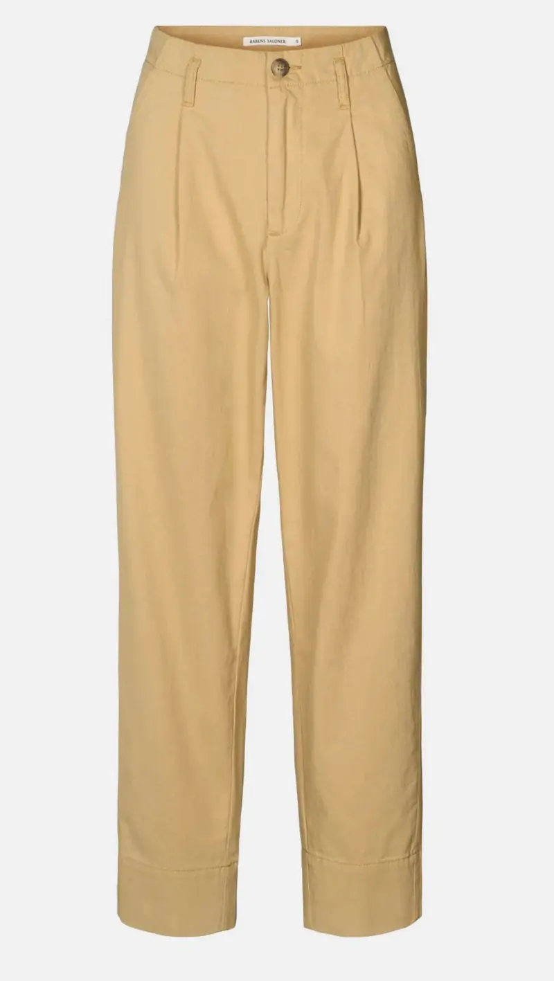 Rabens Saloner raina texture canvas pleat pants sand