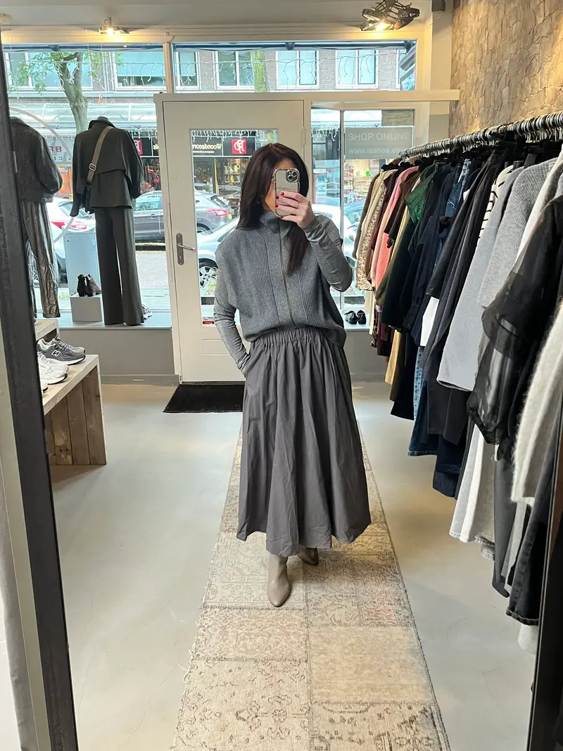 Rabens Saloner Teah poplin cloud skirt dark grey
