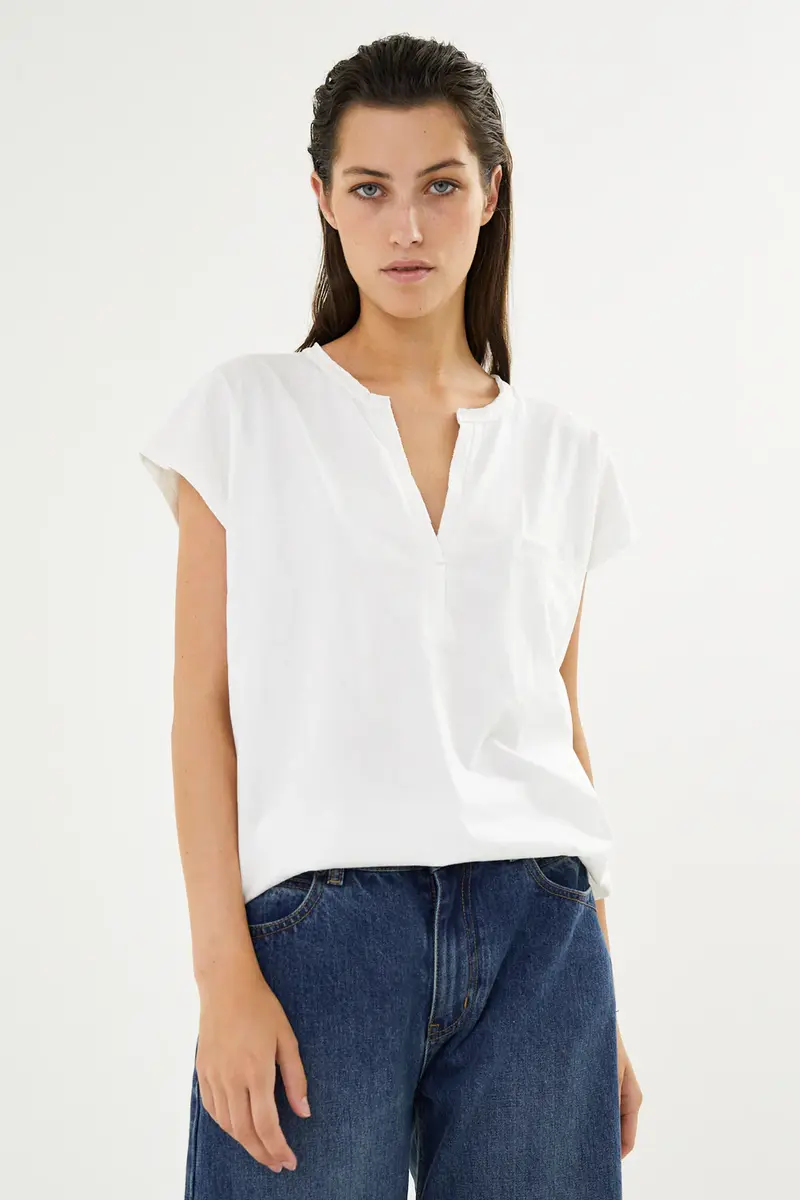 Rabens Saloner vintage cotton cap sleeve top Chalk Blanca
