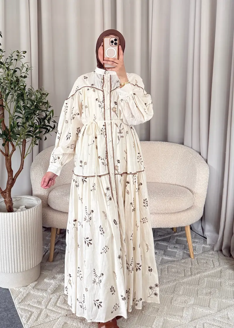 RABIHA COTTON DRESS BEIGE