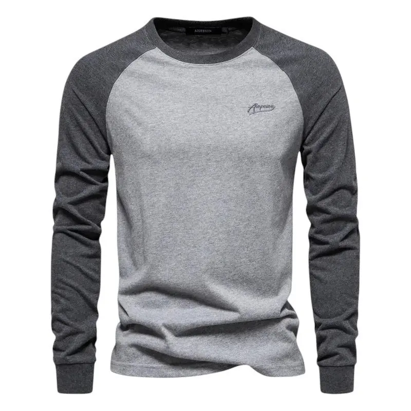 Raglan Shirt Men Long Sleeve Crew Neck Regular Fit Casual Sportswear