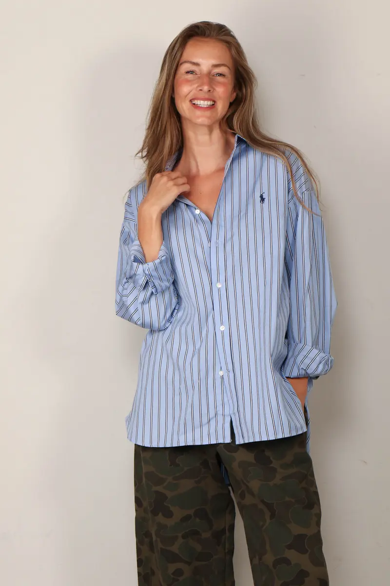 Ralph Lauren - Blouse - Ls Rmsy St-Long Sleeve-Blouse - Blue White Multi