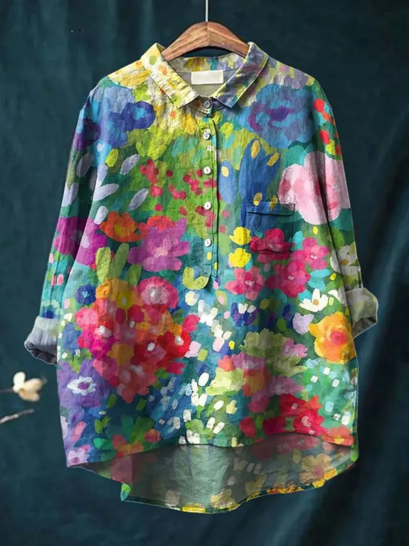 Rebecca™ | Women's Vintage Lovely Floral Art Print Casual Shirt