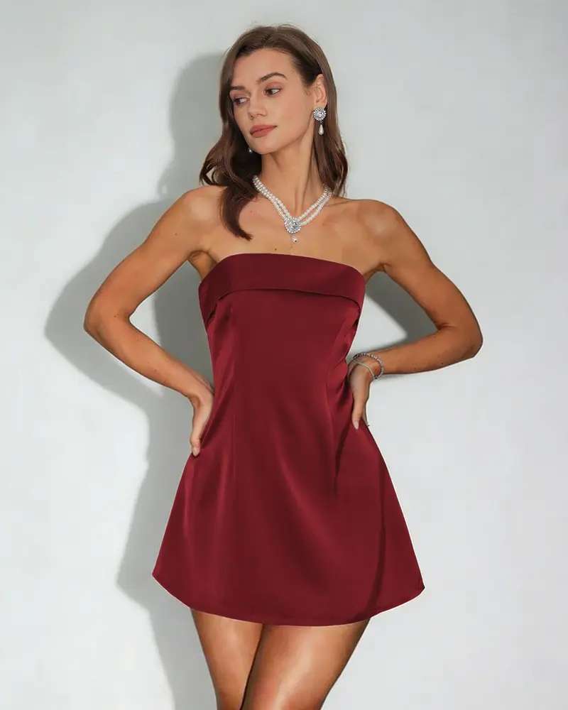 Red Strapless A-Line Mini Dress
