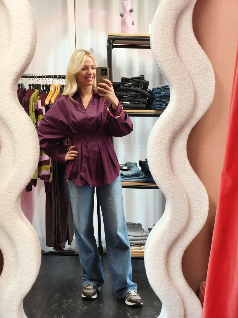 Refined Department blouse paars model Plum aubergine ladies woven oversized fitted GUUSJER2609941067