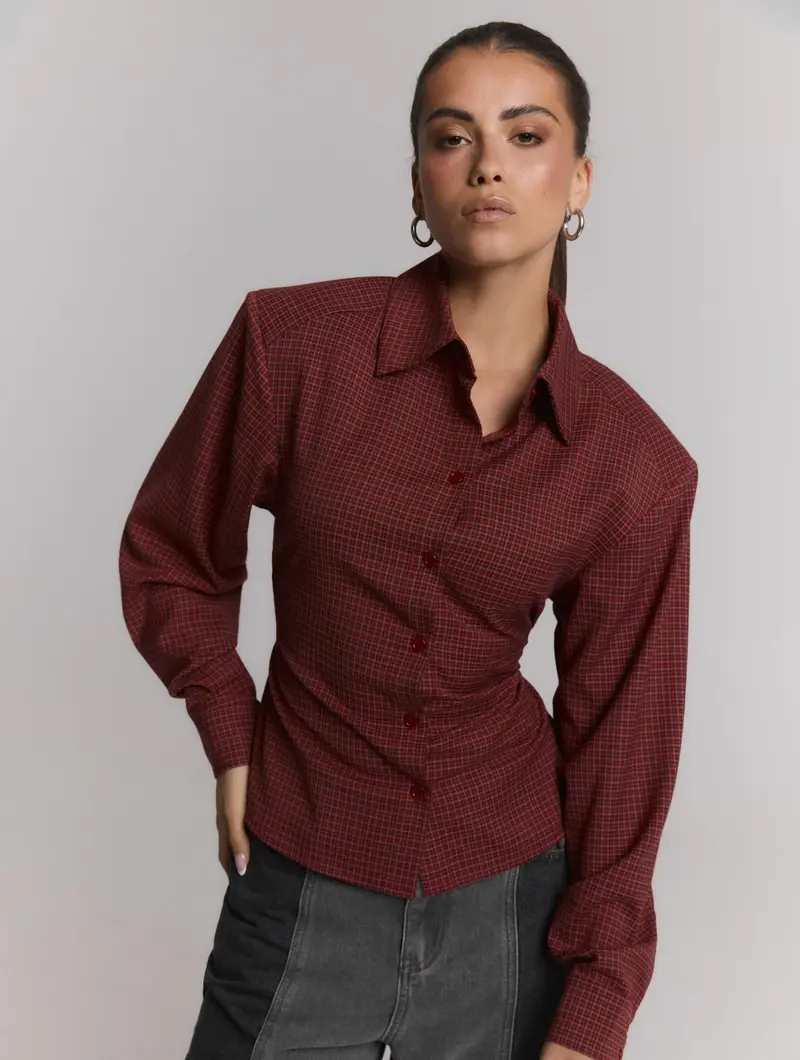 Refined Department blouse rood met ruitjes patroon model Presley check red strap back