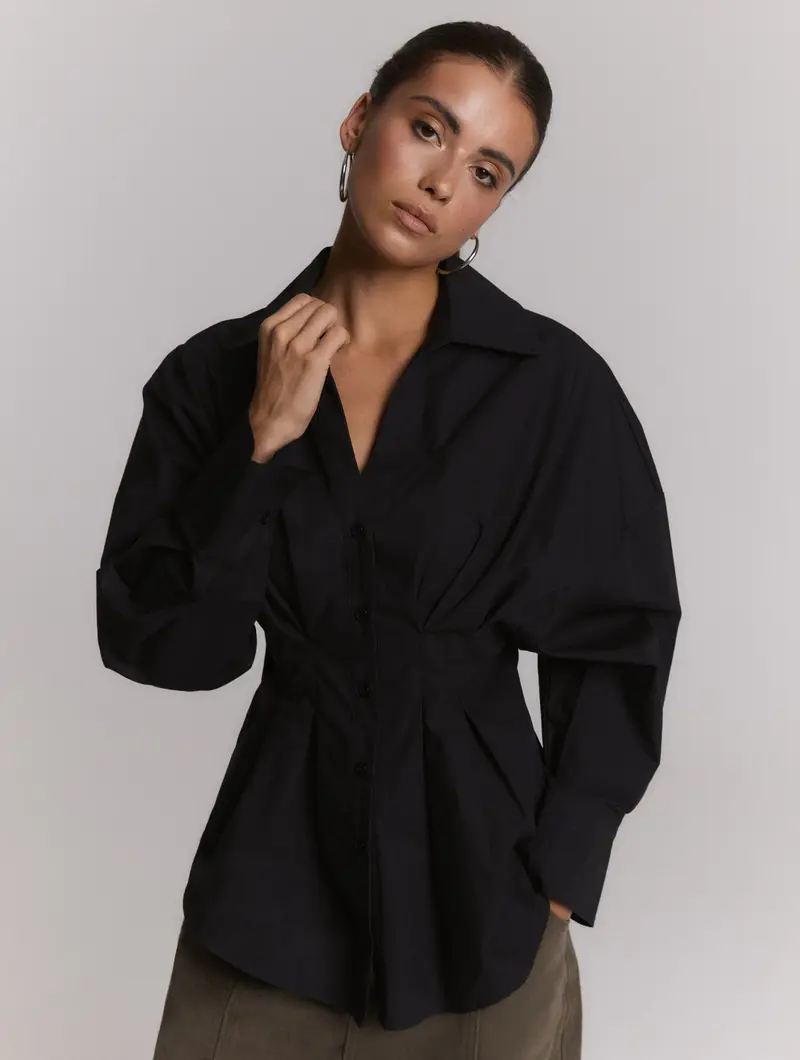 Refined Department blouse zwart model ladies woven oversized fitted GUUSJER2609941067