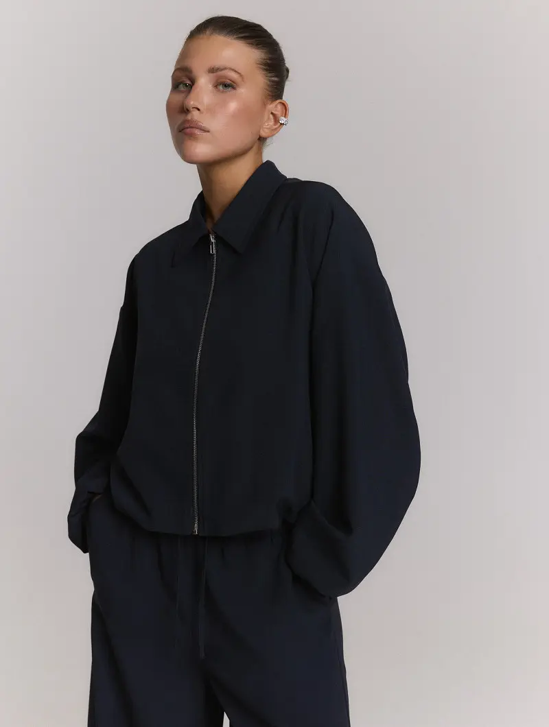 Refined Department jasje donker blauw model Navy ladies woven long sleeve bomber DENIR2609459010