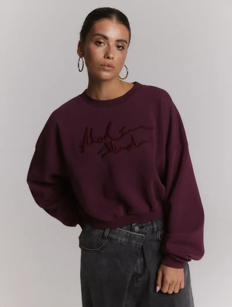 Refined Department sweater aubergine plum model ladies knitted oversized sweater FEDDYR2609619115