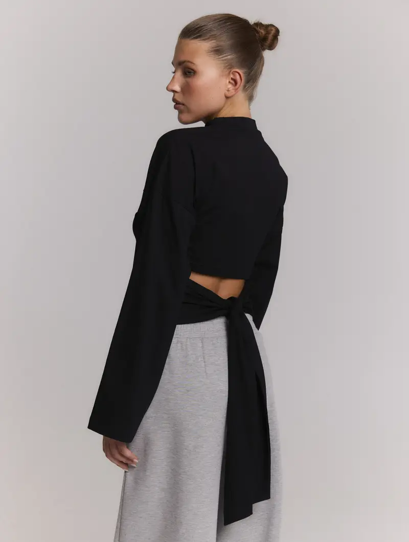 Refined Department zwarte top model ladies knitted longsleeve detail back FEATHERR2609818114